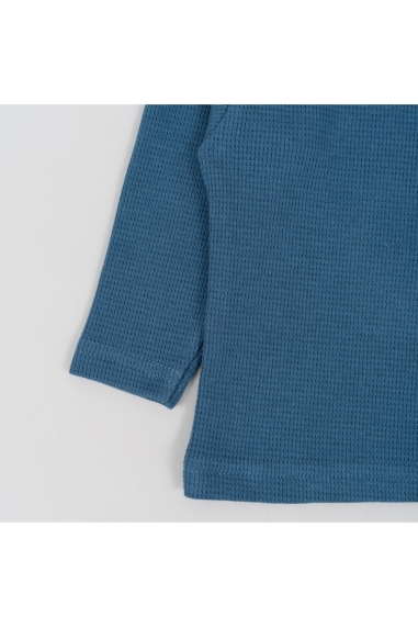 Джемпер дитячий з застібкою по плечу індиго вафельна структура - 1