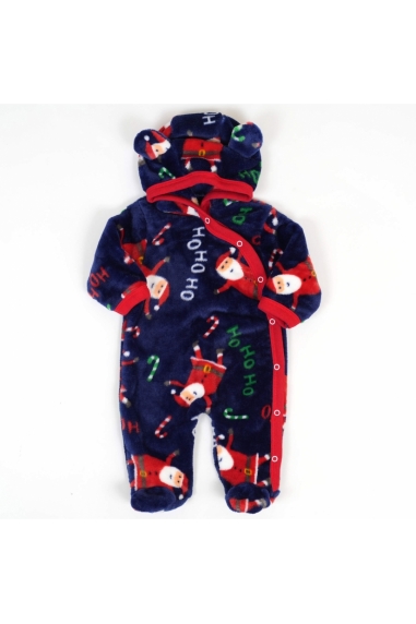 Комбінезон пухнастий з вушками  для малят синій Санти велсофт - 2