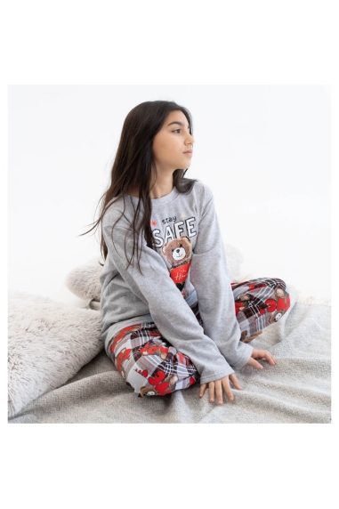 Піжама для дівчинки Ведмежата сірий начіс (футер) - 1