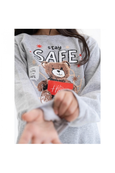 Піжама для дівчинки Ведмежата сірий начіс (футер) - 2