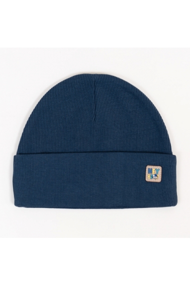 Шапка для хлопчика темно-синій рубчик преміум