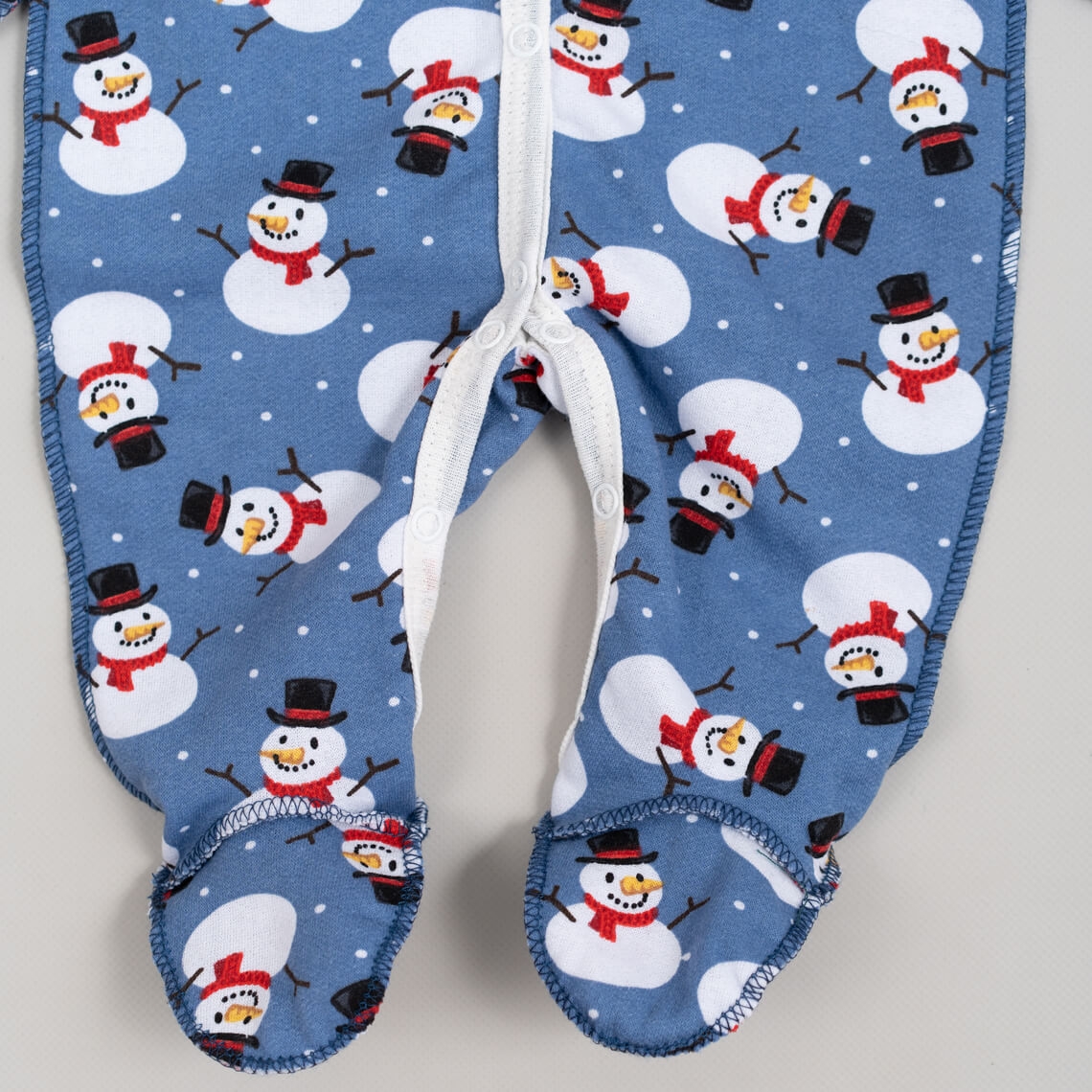 Сліп для новонароджених Сніговики синій начіс високої якості(футер)