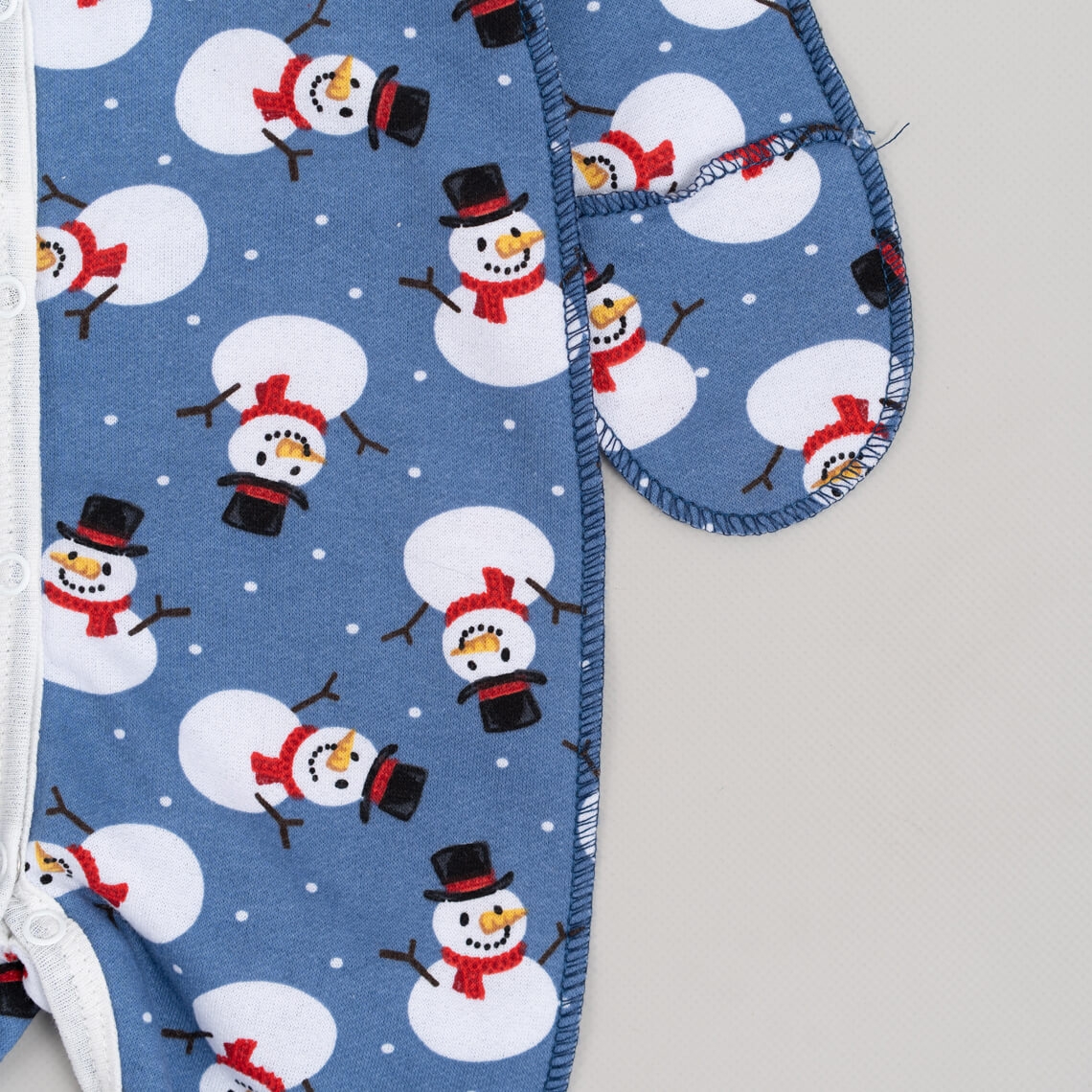 Сліп для новонароджених Сніговики синій начіс високої якості(футер)