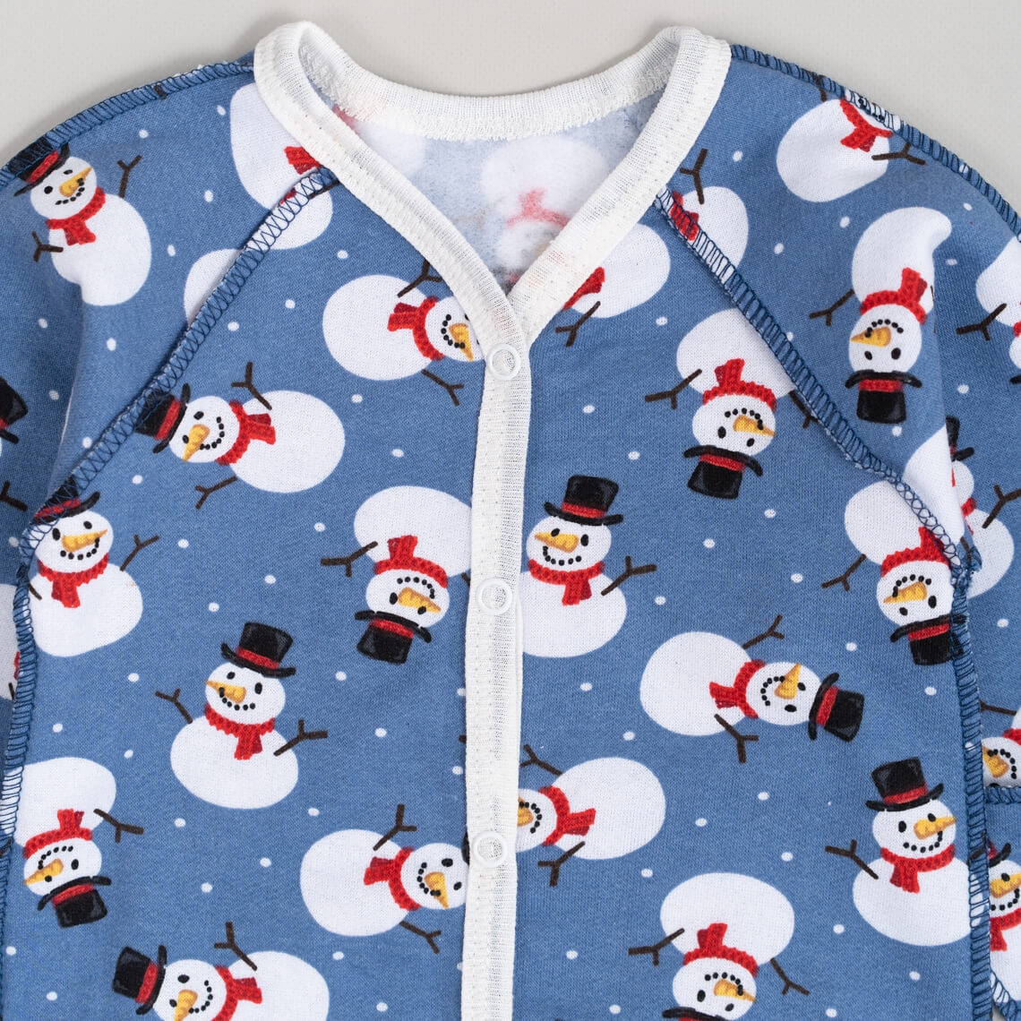 Сліп для новонароджених Сніговики синій начіс високої якості(футер)