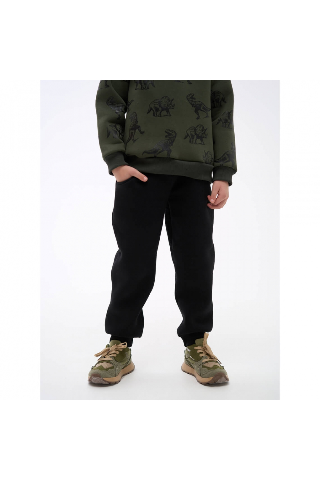 Теплі штанці для хлопчика чорний тринитка на флісі