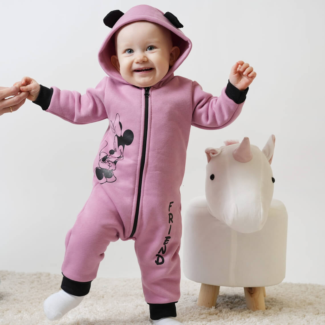 Комбінезон для  дівчаток рожевий трьохнитка на флісі