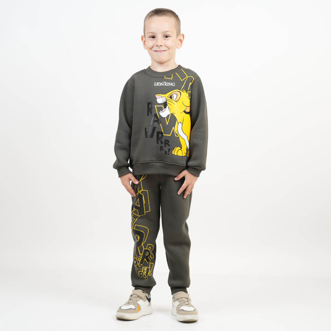 Костюм теплий для хлопчика Сімба хакі тринитка на флісі