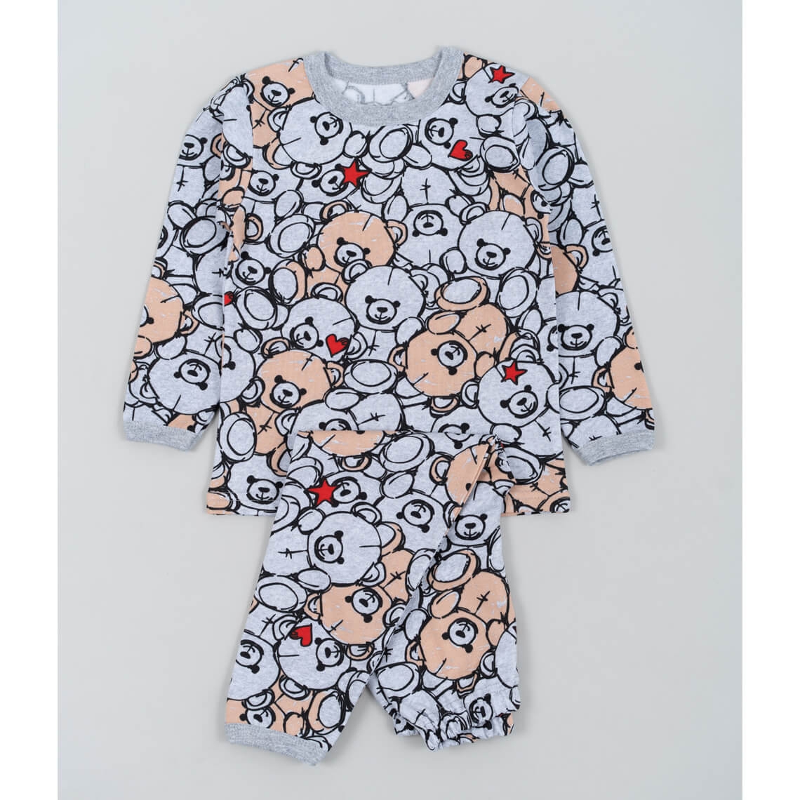 Піжама для дівчинки Ведмежатка сірий начіс (футер)