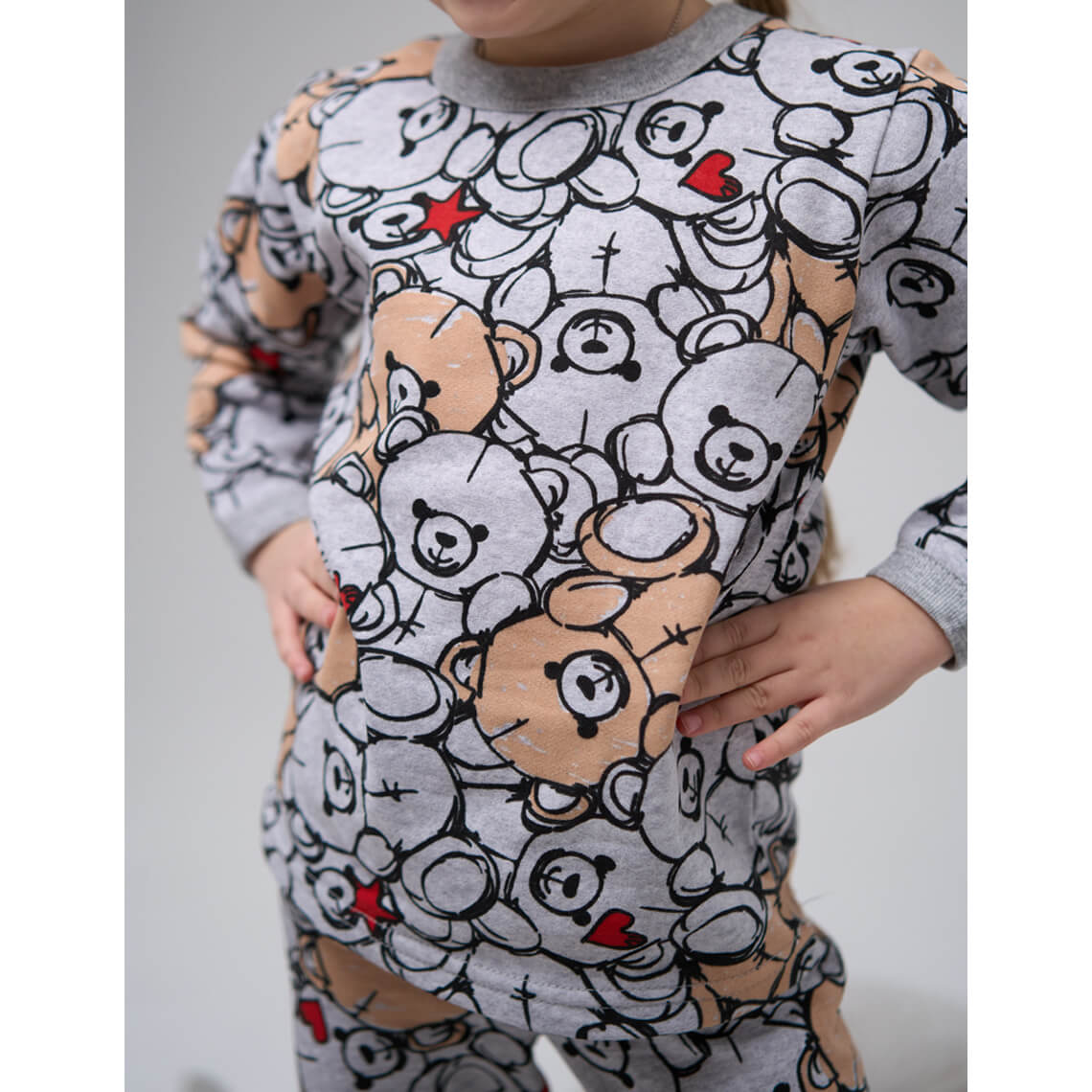 Піжама для дівчинки Ведмежатка сірий начіс (футер)