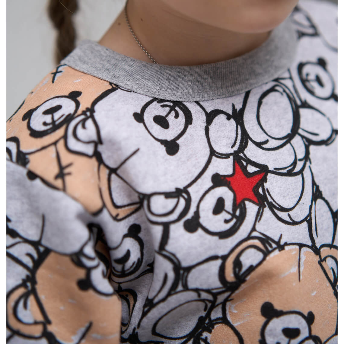 Піжама для дівчинки Ведмежатка сірий начіс (футер)