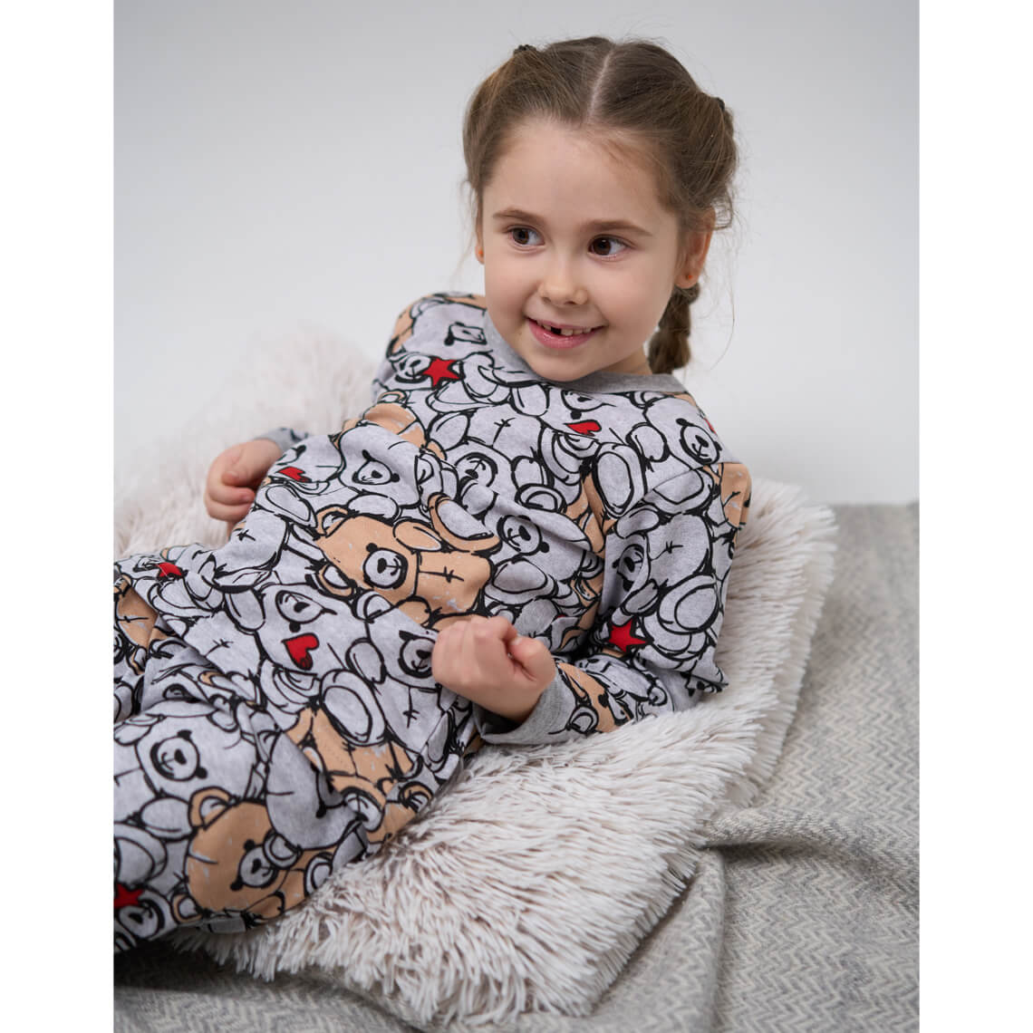 Піжама для дівчинки Ведмежатка сірий начіс (футер)