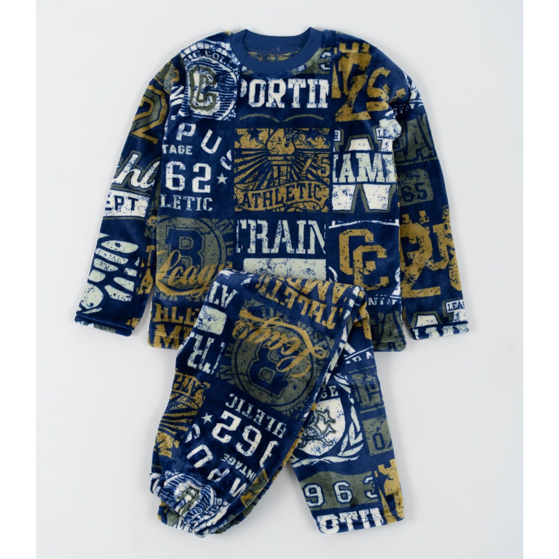 Піжама тепла для хлопчика Надписи синій велсофт