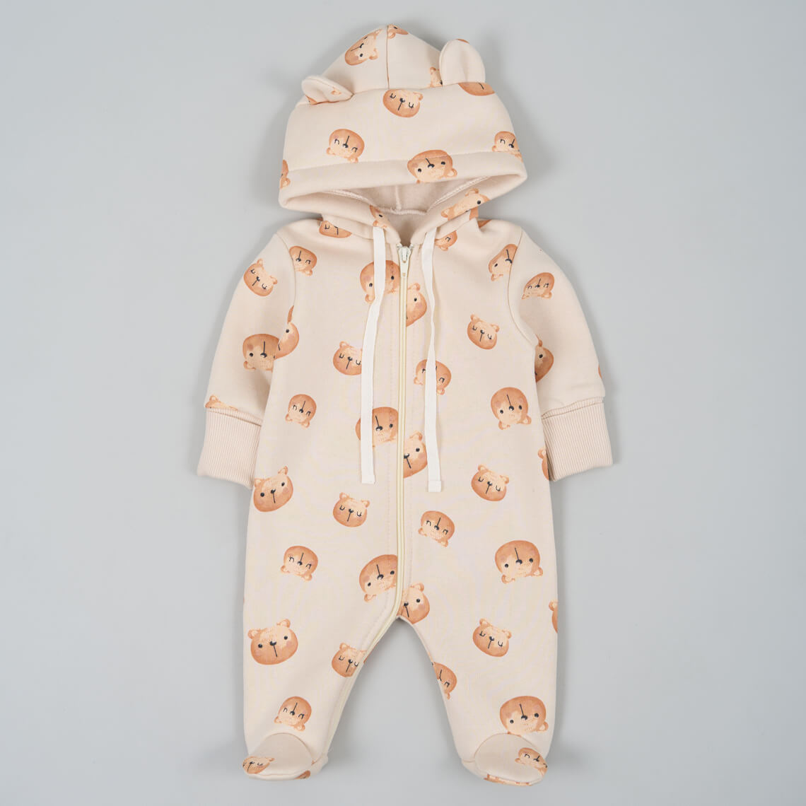 Комбінезон для малят  Ведмедики молочний тринитка на флісі