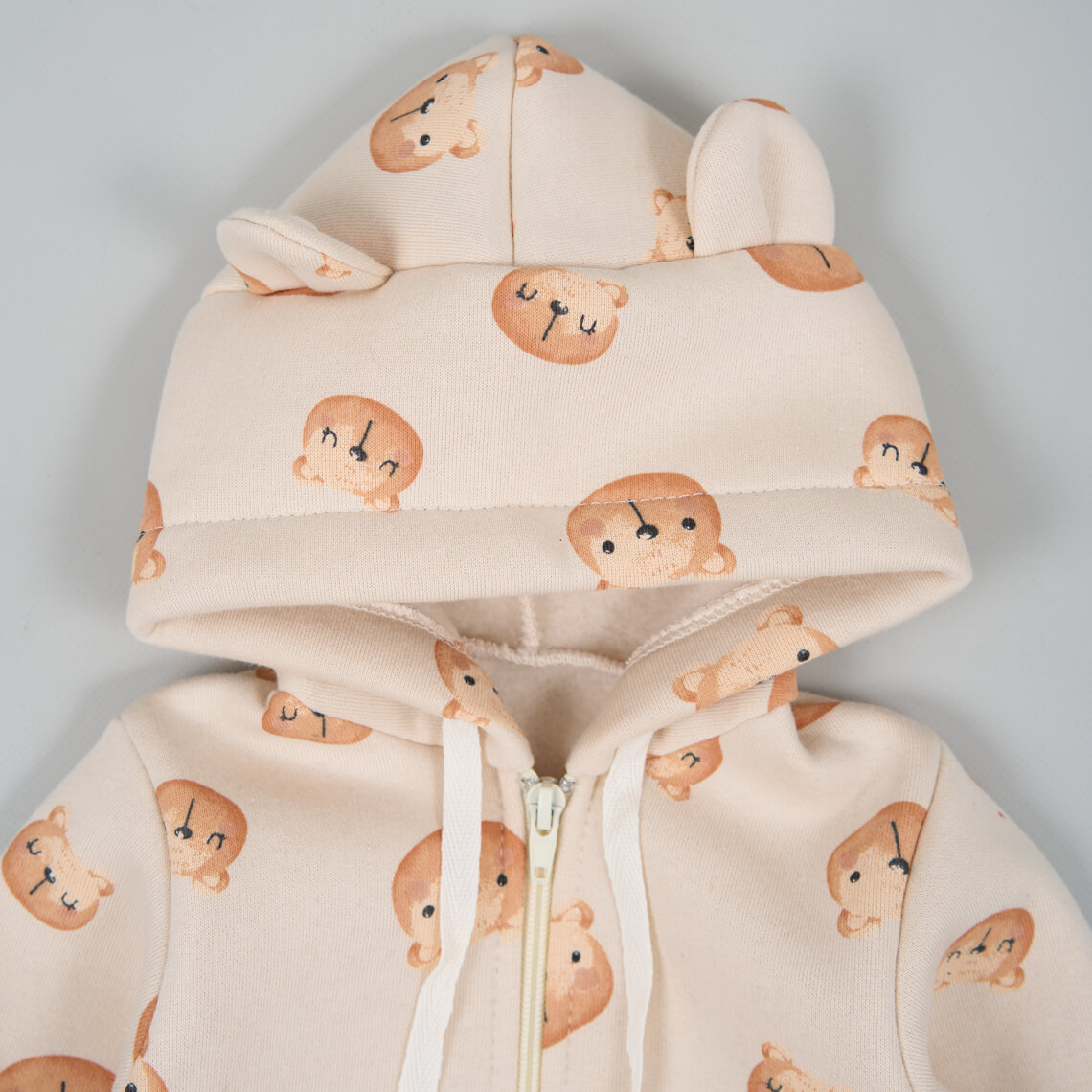 Комбінезон для малят  Ведмедики молочний тринитка на флісі