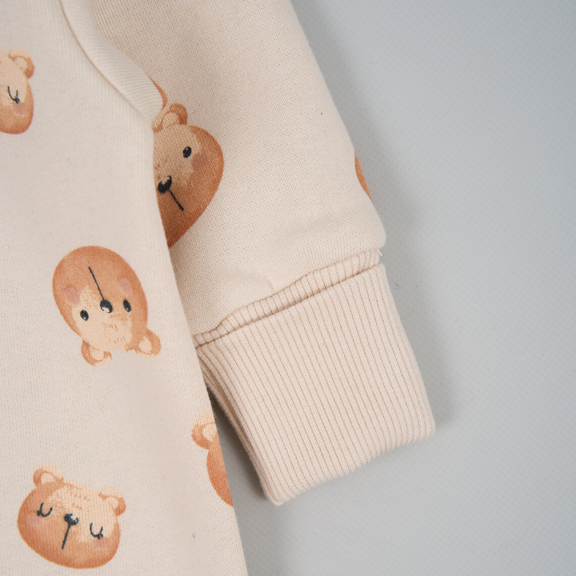 Комбінезон для малят  Ведмедики молочний тринитка на флісі