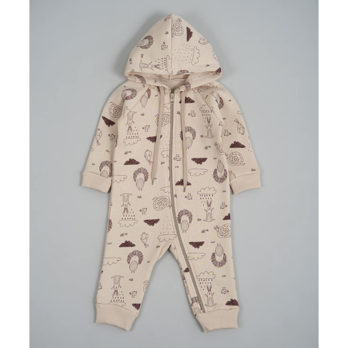 Комбінезони для новонародженних Лісові звірята молочний тринитка на флісі