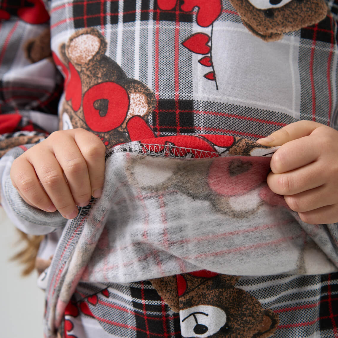 Піжама для дівчинки Ведмедик клітинка сірий начіс(футер)