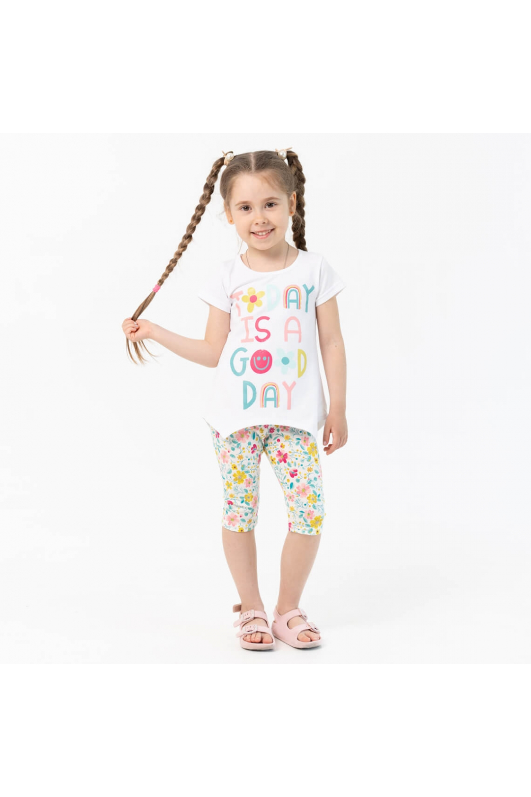 Костюм для дівчинки Квіти білий стретч кулір