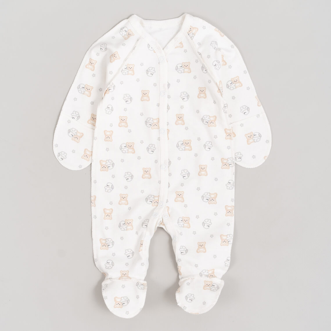 Сліп для новонароджених Ведмедик та зайка молочний начіс (футер)