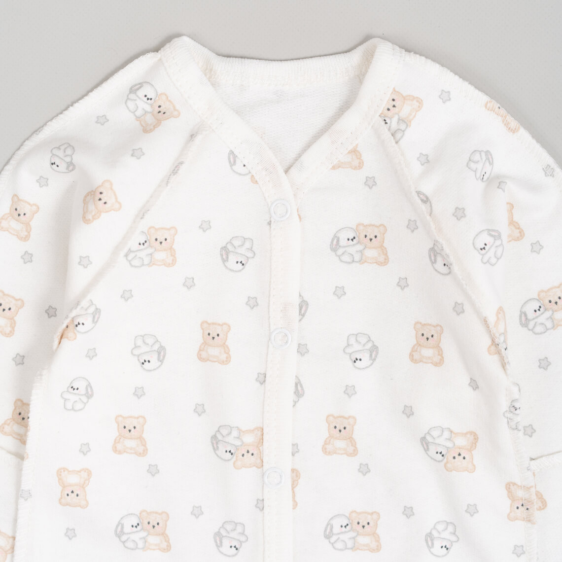 Сліп для новонароджених Ведмедик та зайка молочний начіс (футер)