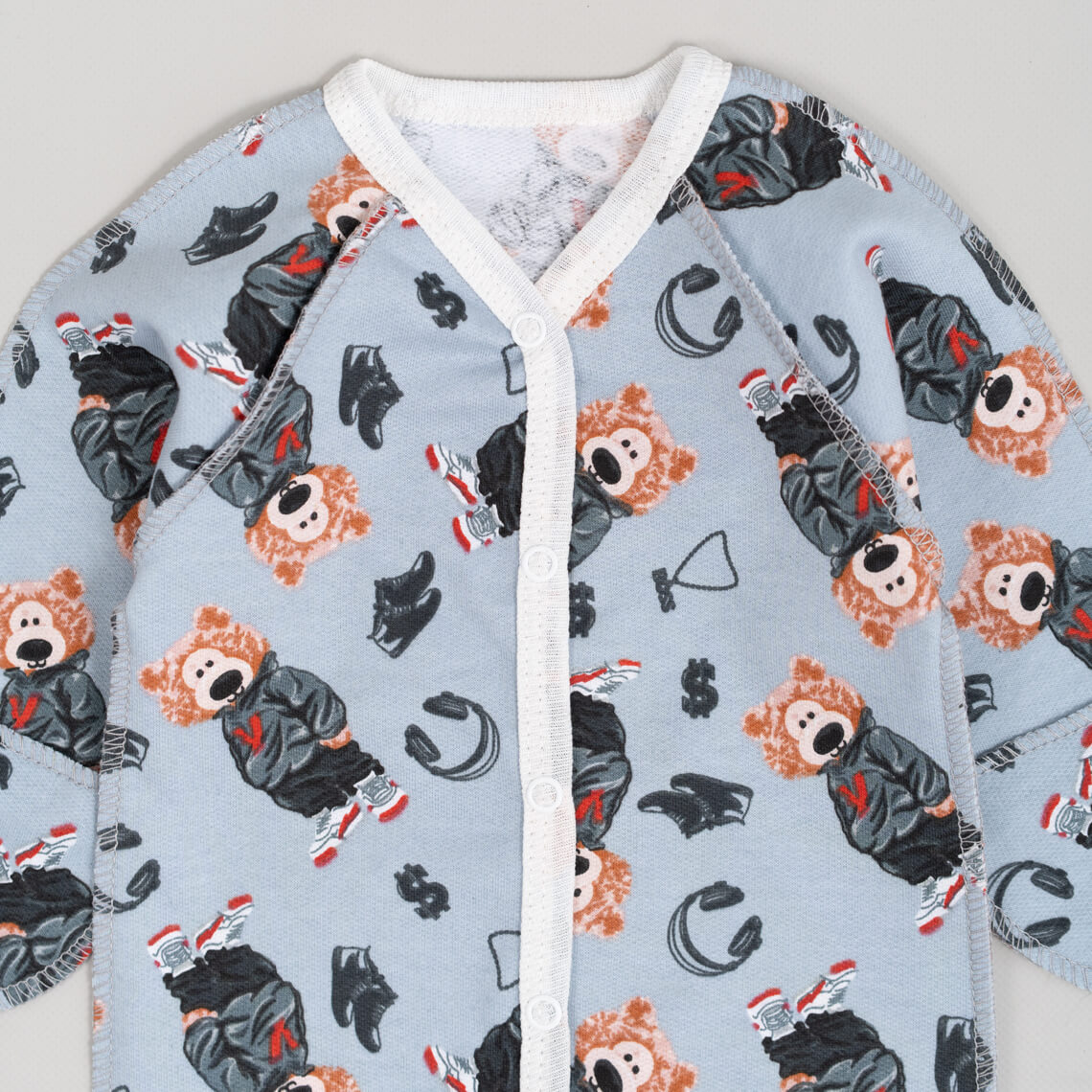 Сліп для новонароджених Ведмедик блакитний начіс (футер)