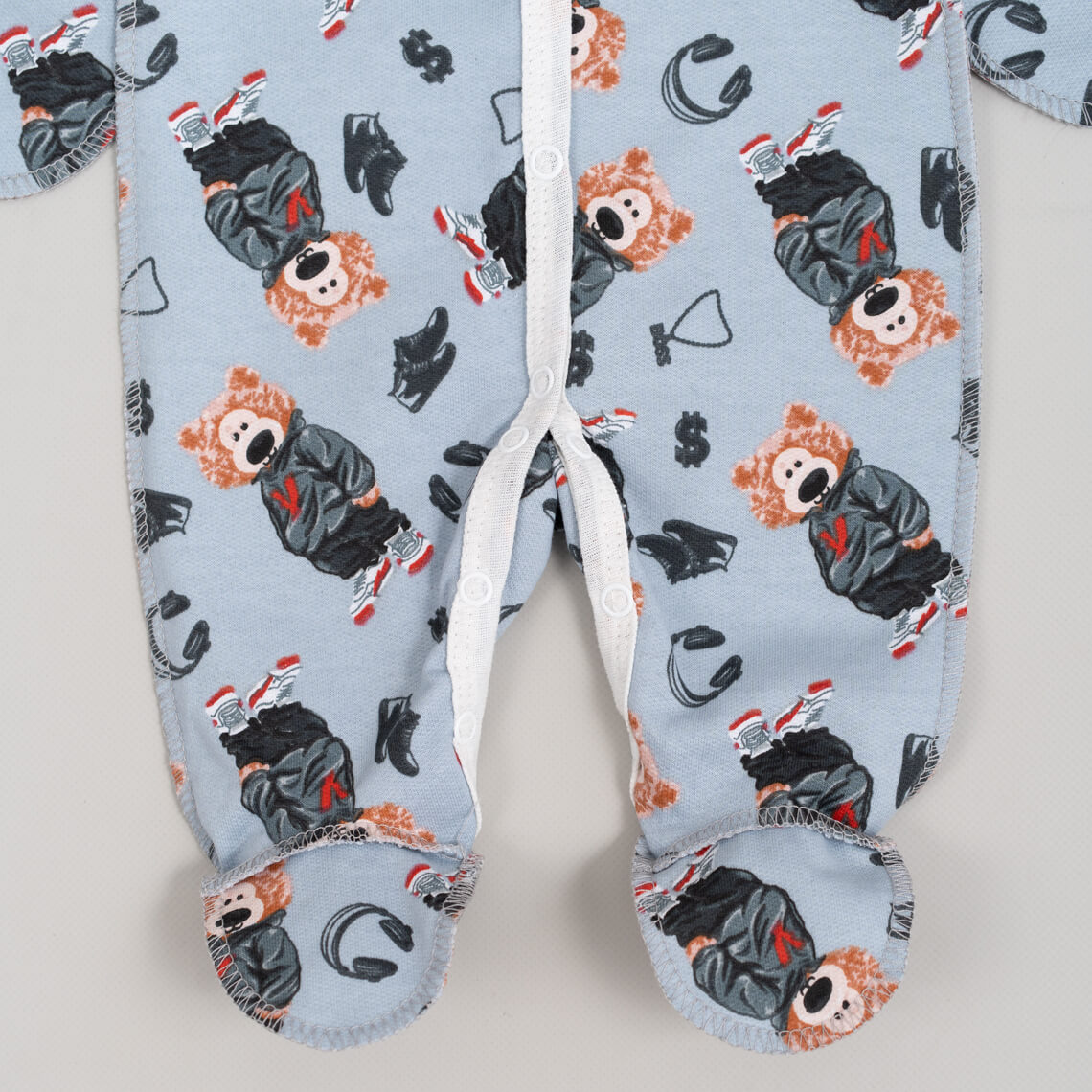 Сліп для новонароджених Ведмедик блакитний начіс (футер)