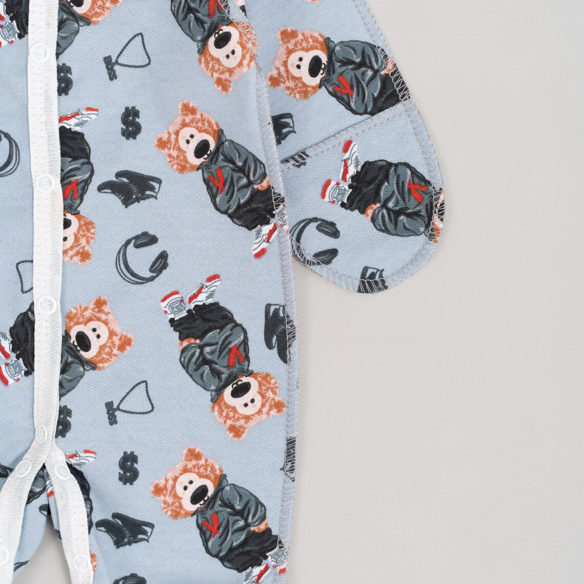 Сліп для новонароджених Ведмедик блакитний начіс (футер)