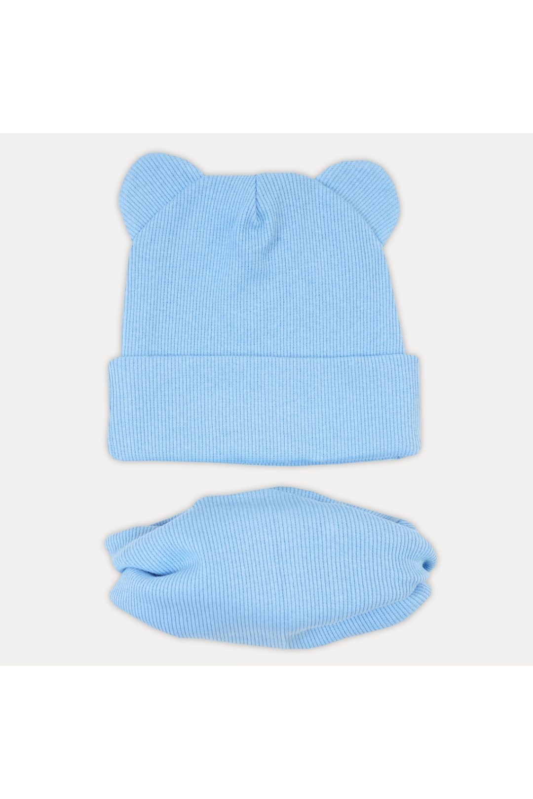 Шапочка і хомут для малят блакитний стрейч