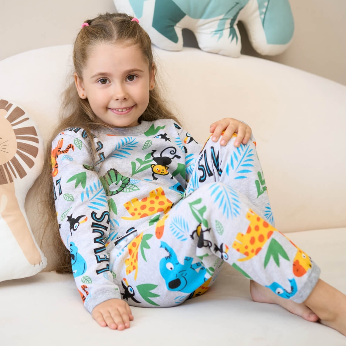Піжама для дівчинки Сафарі сірий начіс (футер)