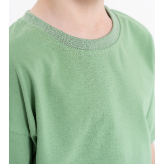Футболка  для хлопчика оверсайз однотонна олива стретч/кулір