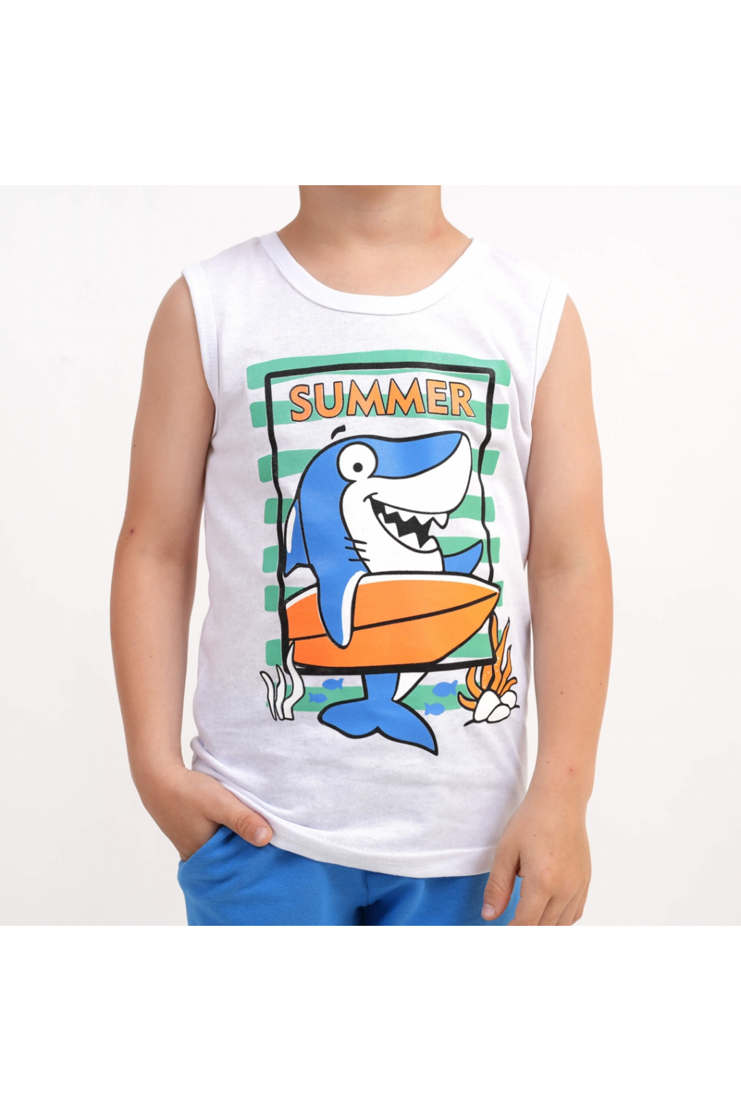 Костюм  для хлопчика Акула бірюзовий кулір - 1