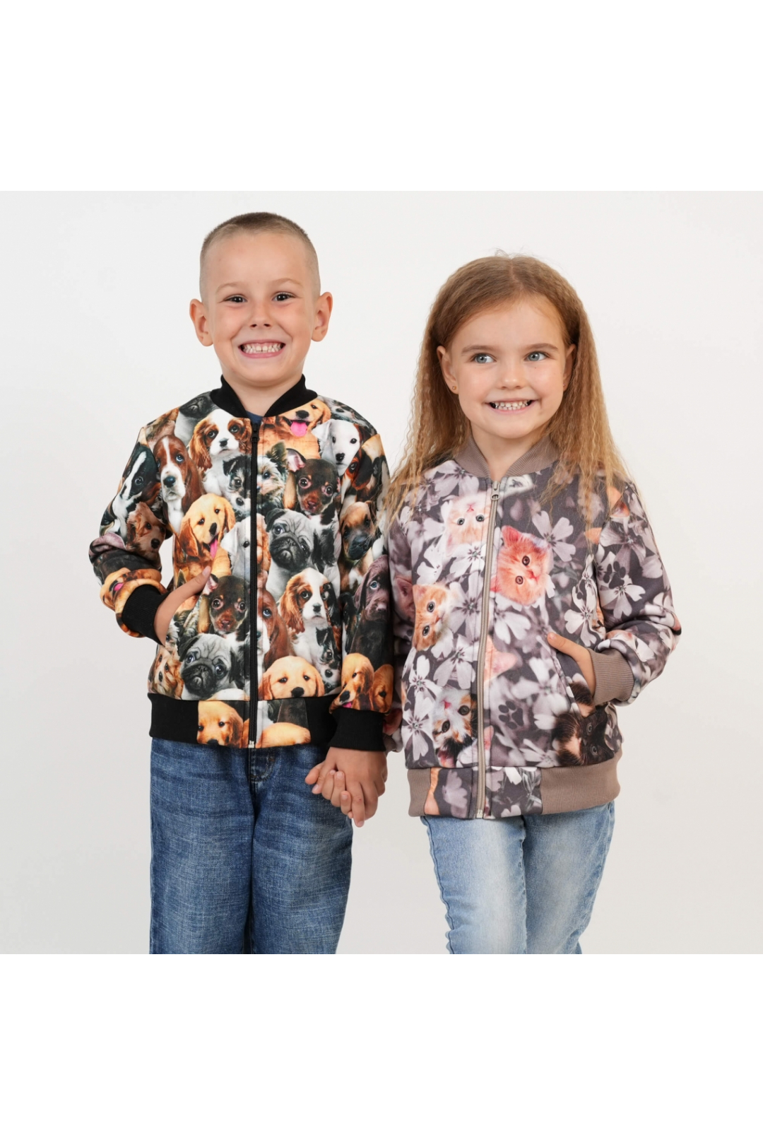 Бомбер для хлопчиків Песики чорний тринитка на флісі