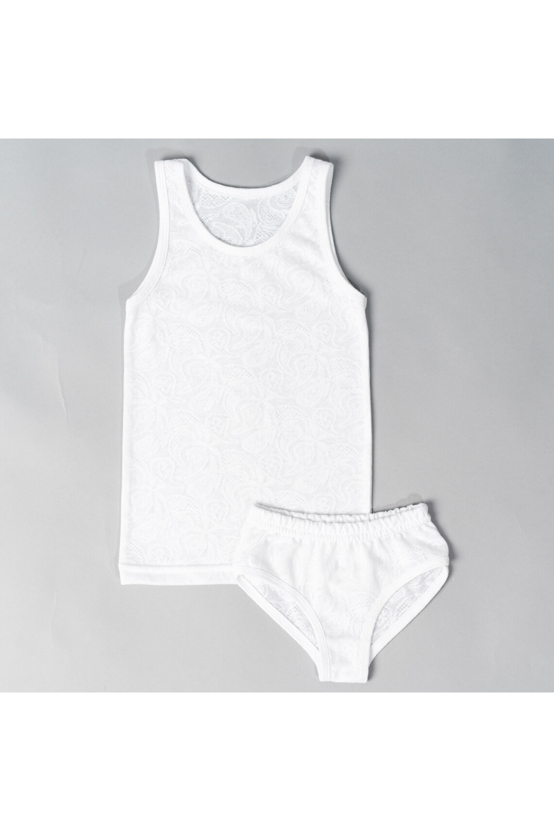 Комплект білизни  для дівчинки ажурний білий комп'ютерка