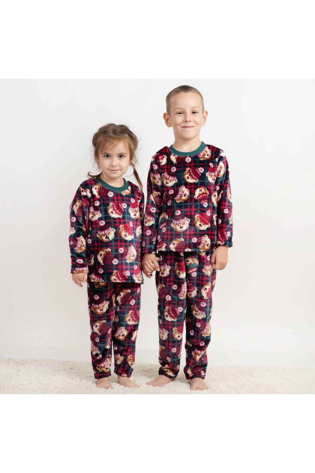 Піжама для дівчинки Новорічна зелений велсофт