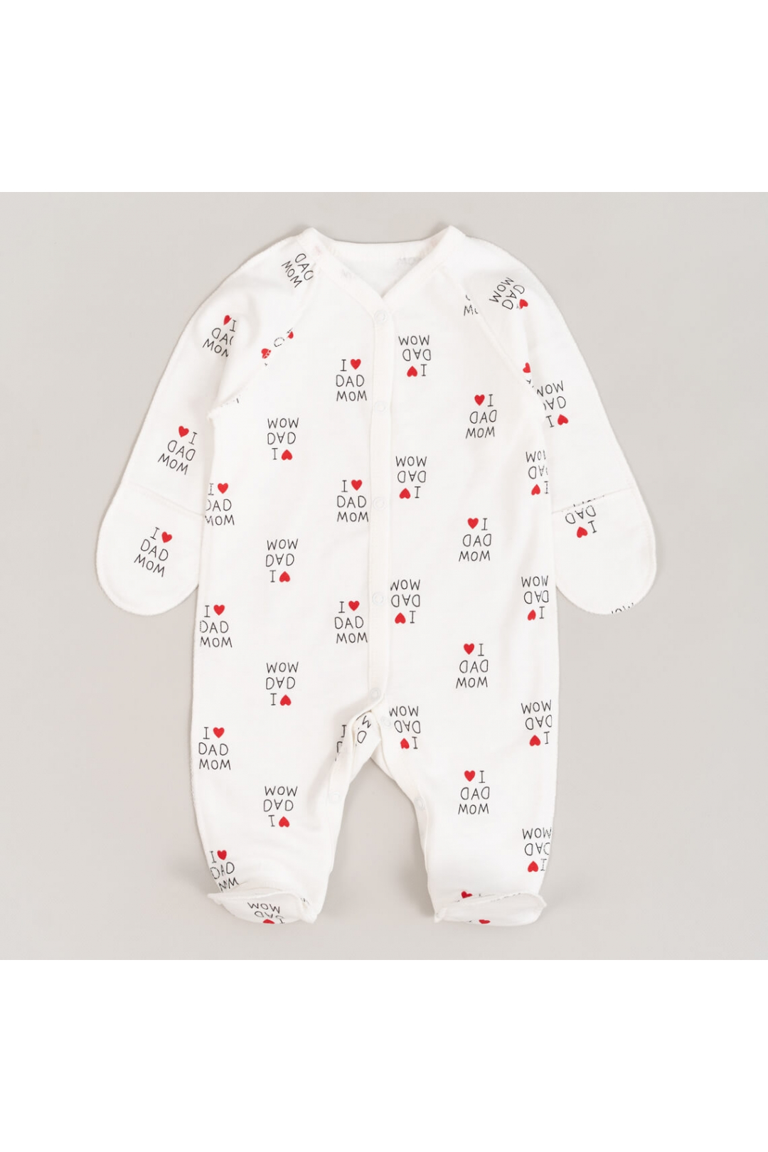 Сліп для новонароджених  Люблю маму папу білий начіс високої якості(футер)