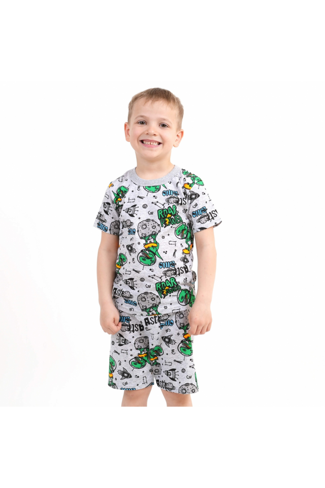 Піжама для хлопчика Діно сірий кулір