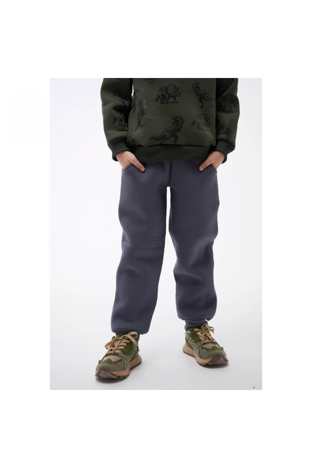 Теплі штанці для хлопчика графіт тринитка на флісі