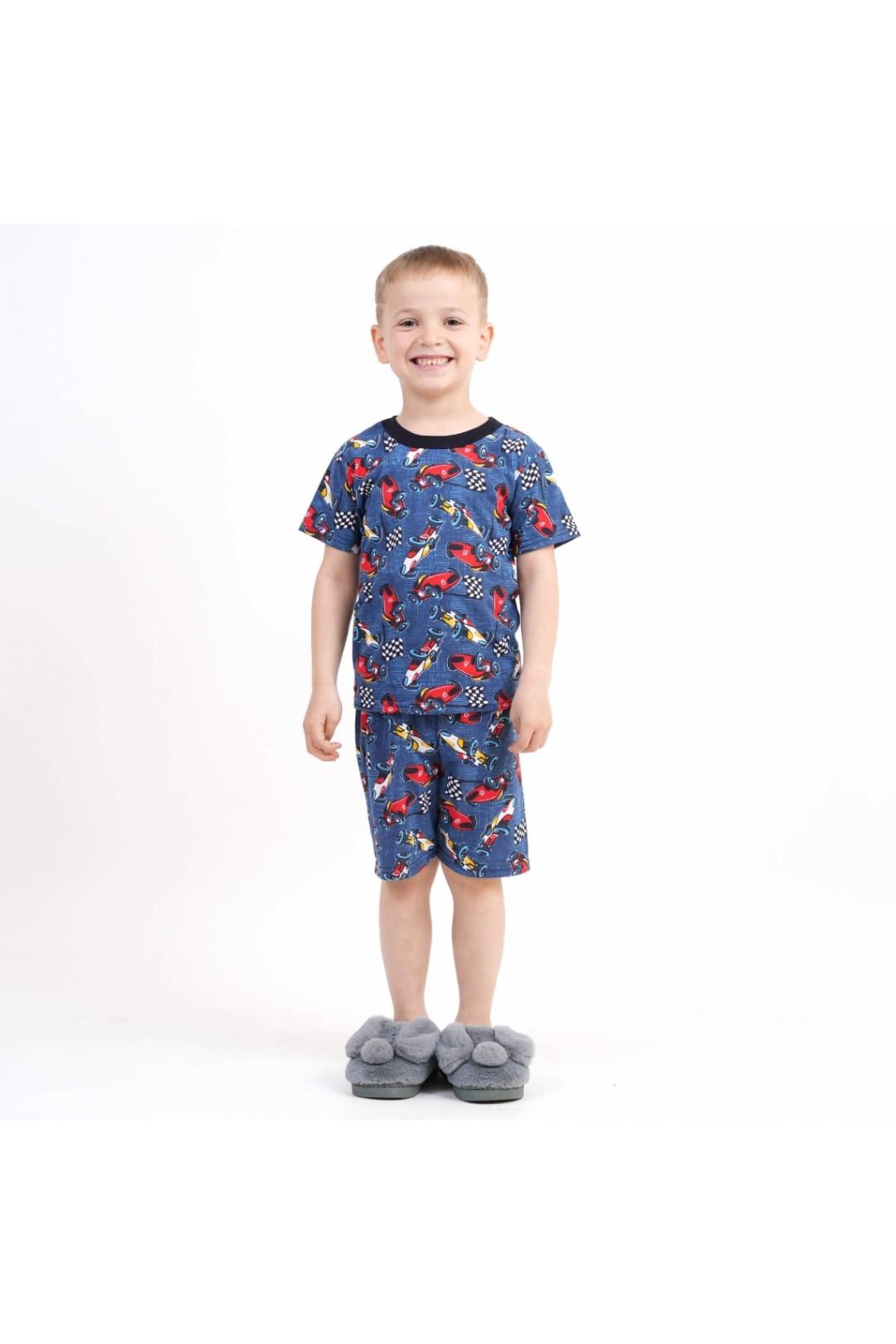 Пжама для хлопчика Машинки темно-синій кулір