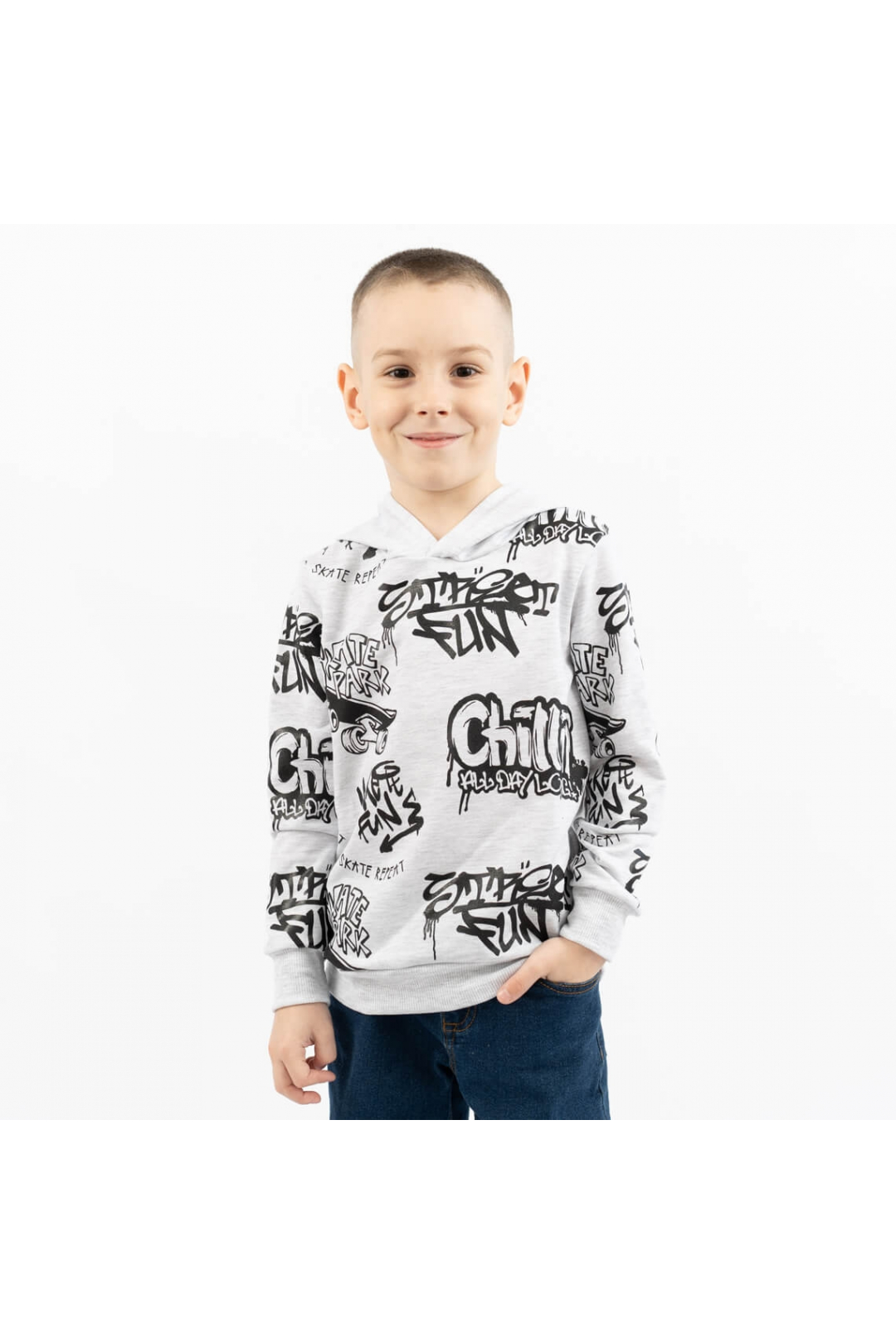 Худі для хлопчика сірий двонитка