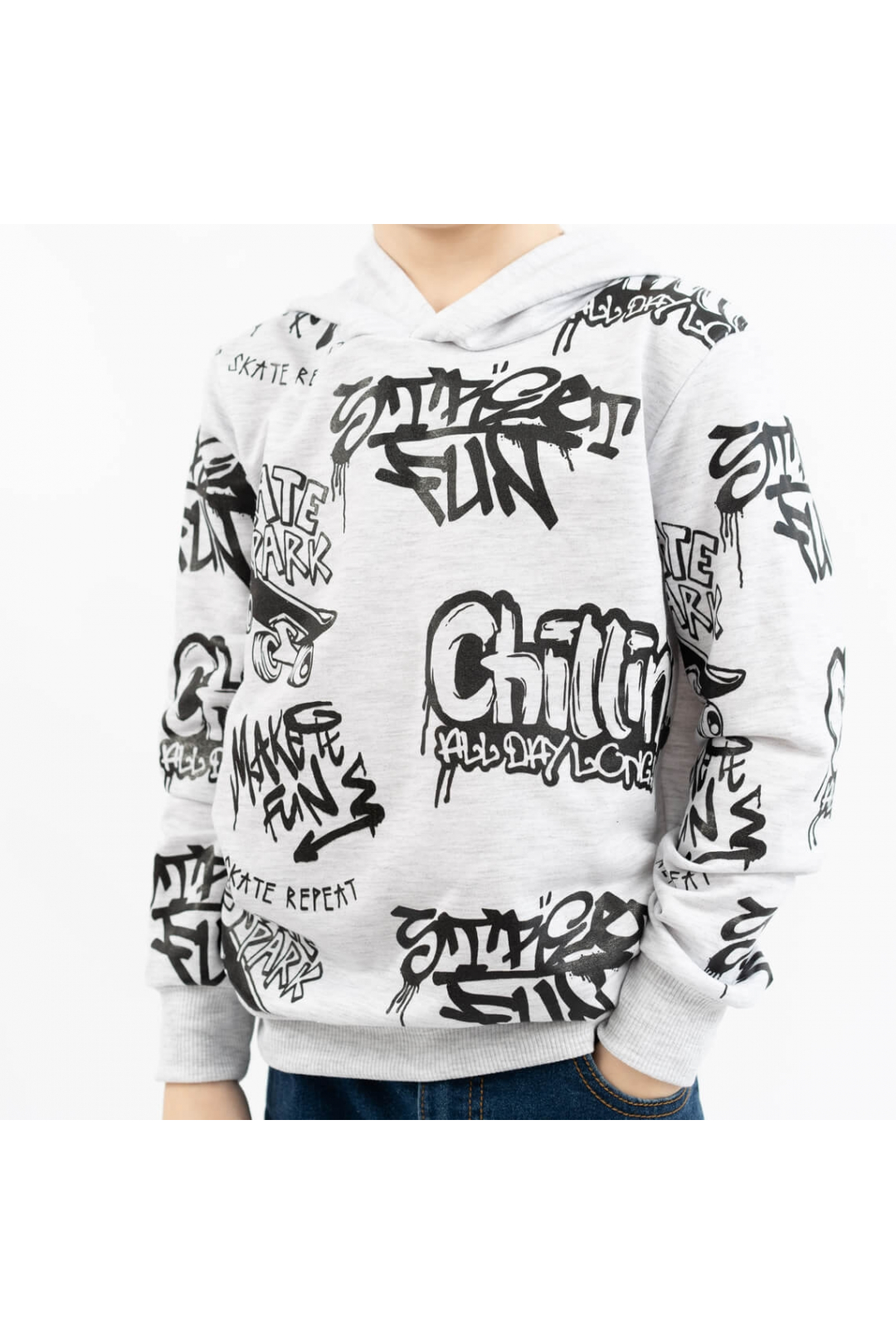 Худі для хлопчика сірий двонитка