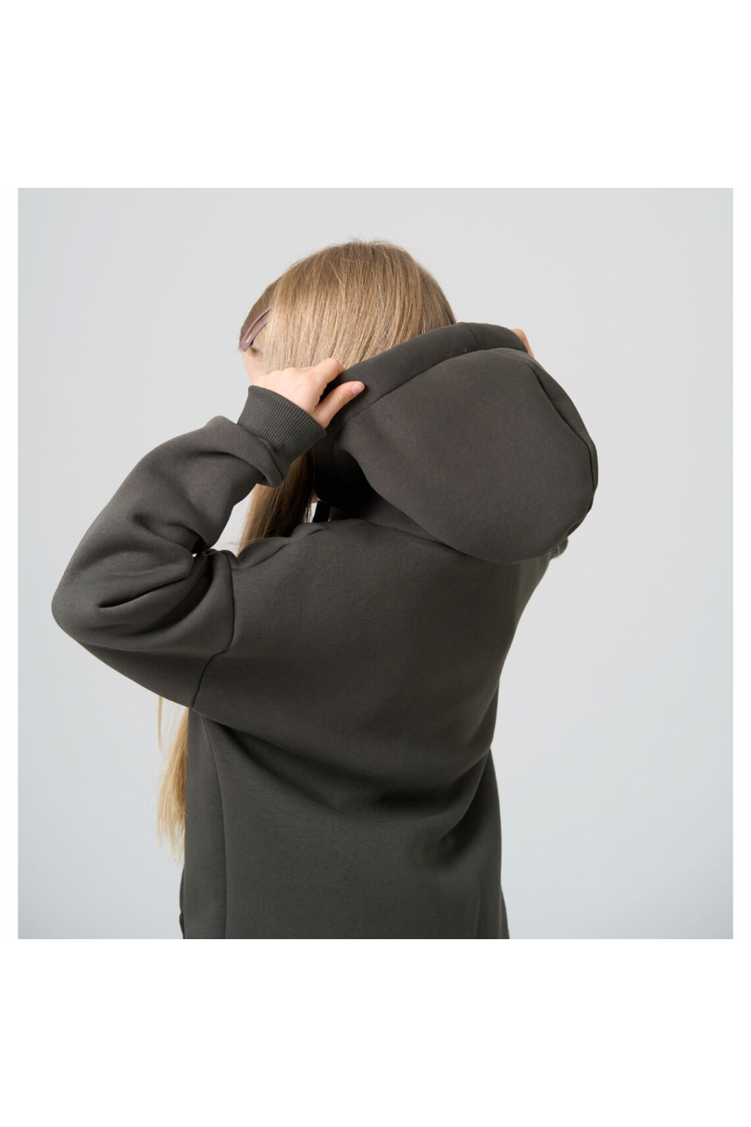 Костюм для дівчинки хакі тринитка на флісі