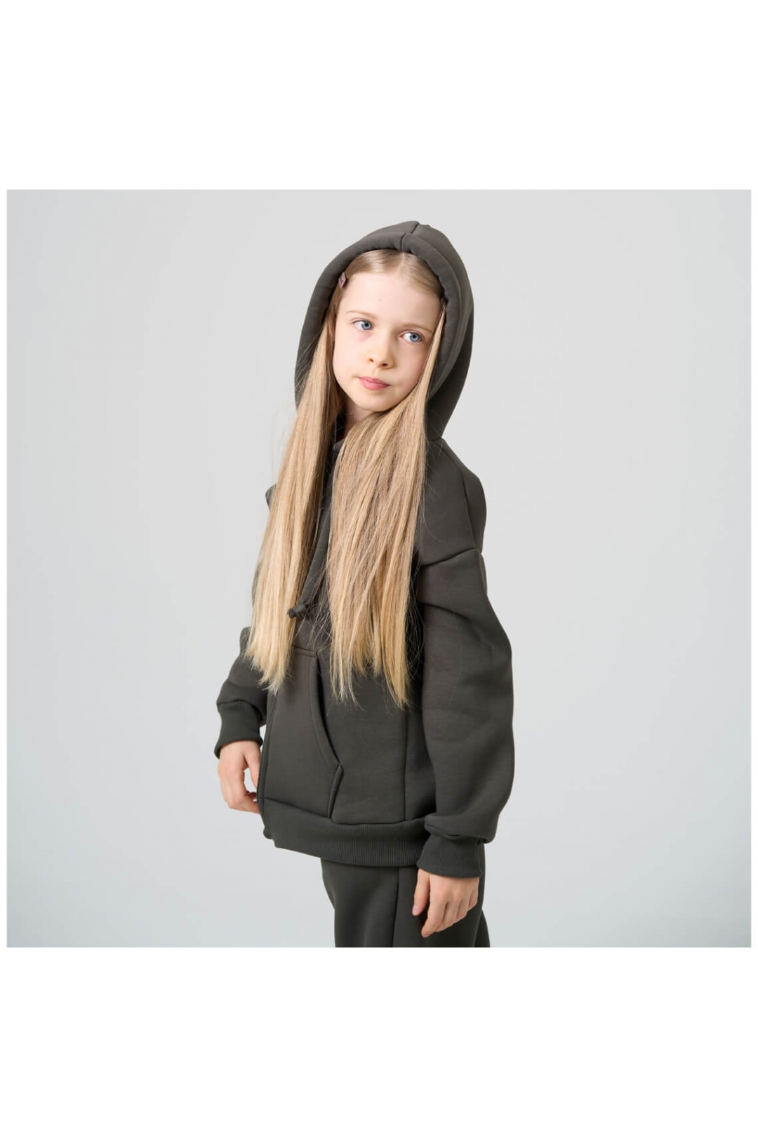 Костюм для дівчинки хакі тринитка на флісі