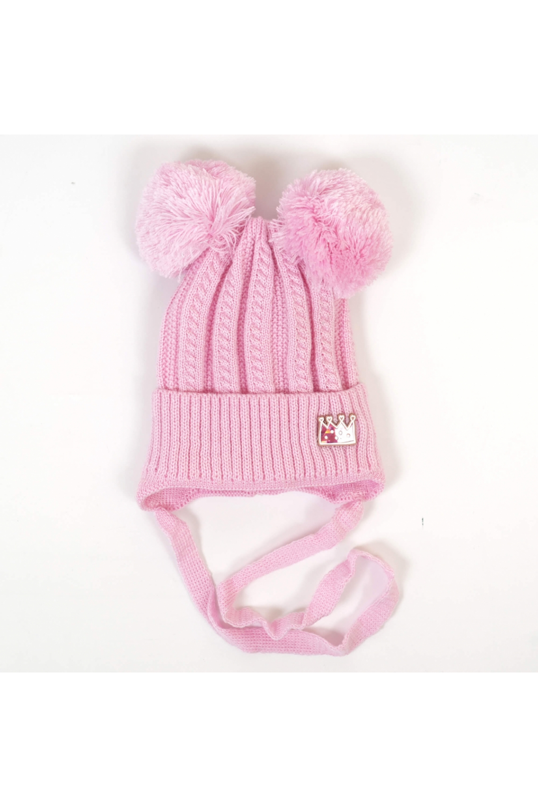 Шапочка для дівчинки рожева в'язка