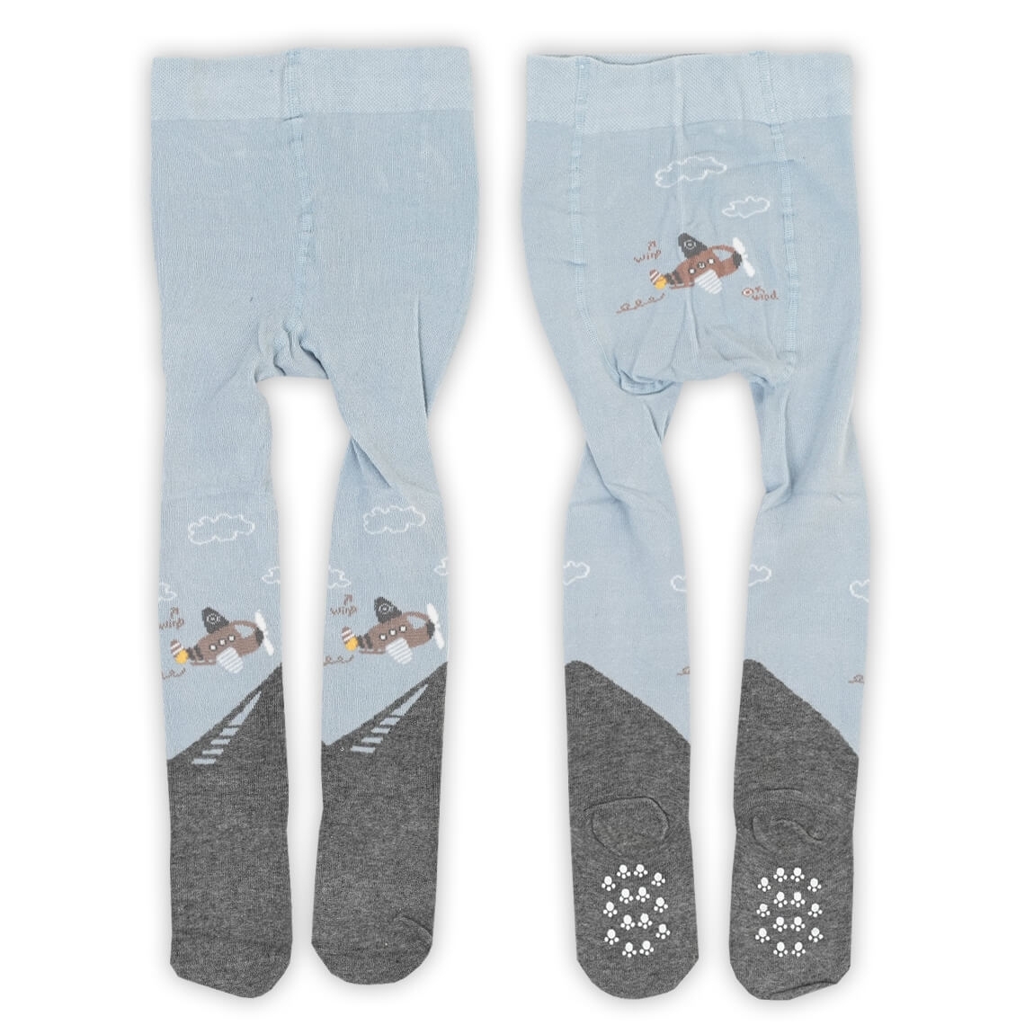 Колготки з антіковзянням під памперс для хлопчиків блакитний-сірий бавовна