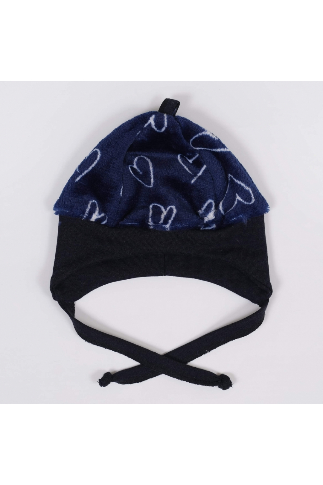 Шапочка для малят тепла Сердечка темно-синій велсофт