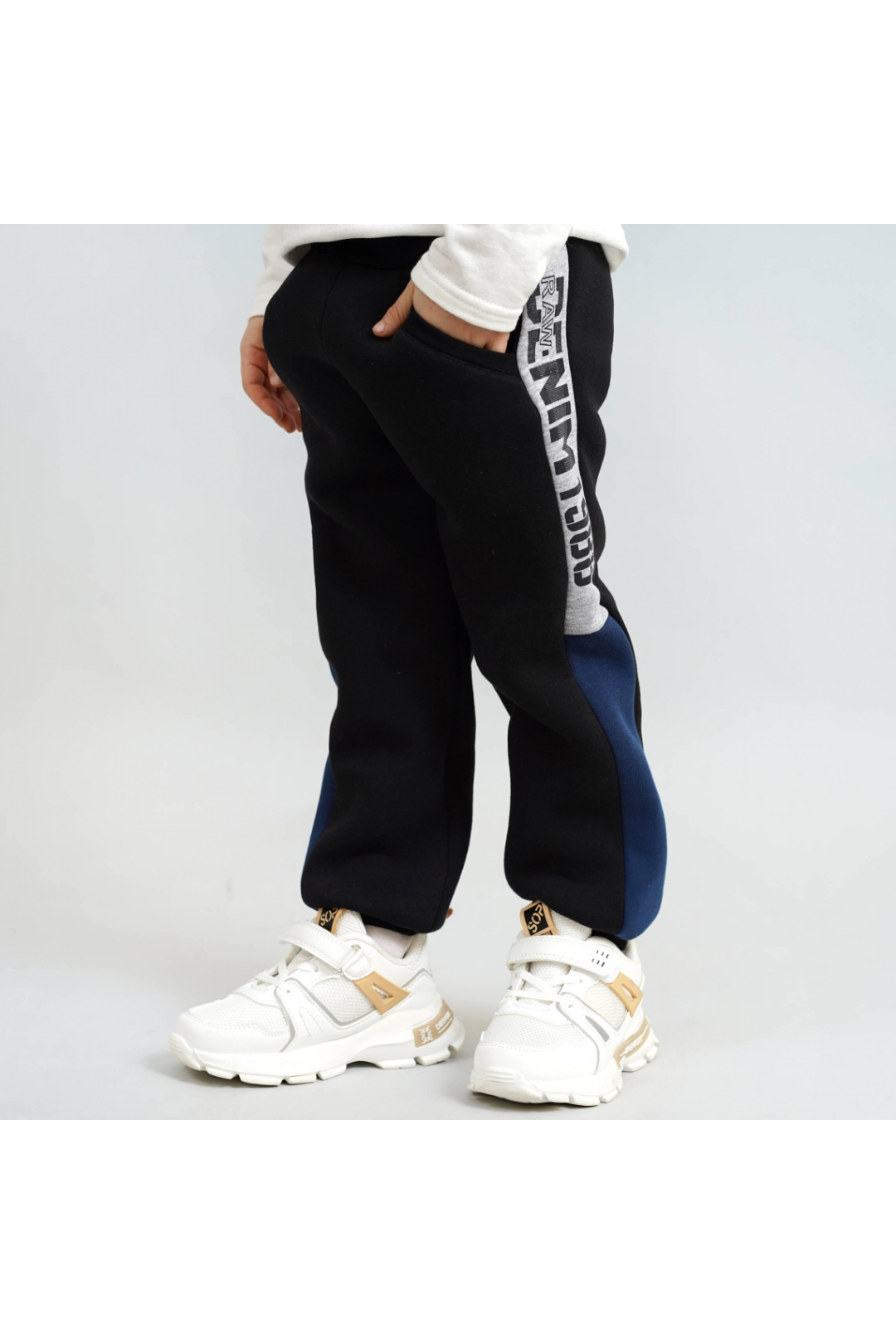 Штани для хлопчика теплі індиго тринитка на флісі