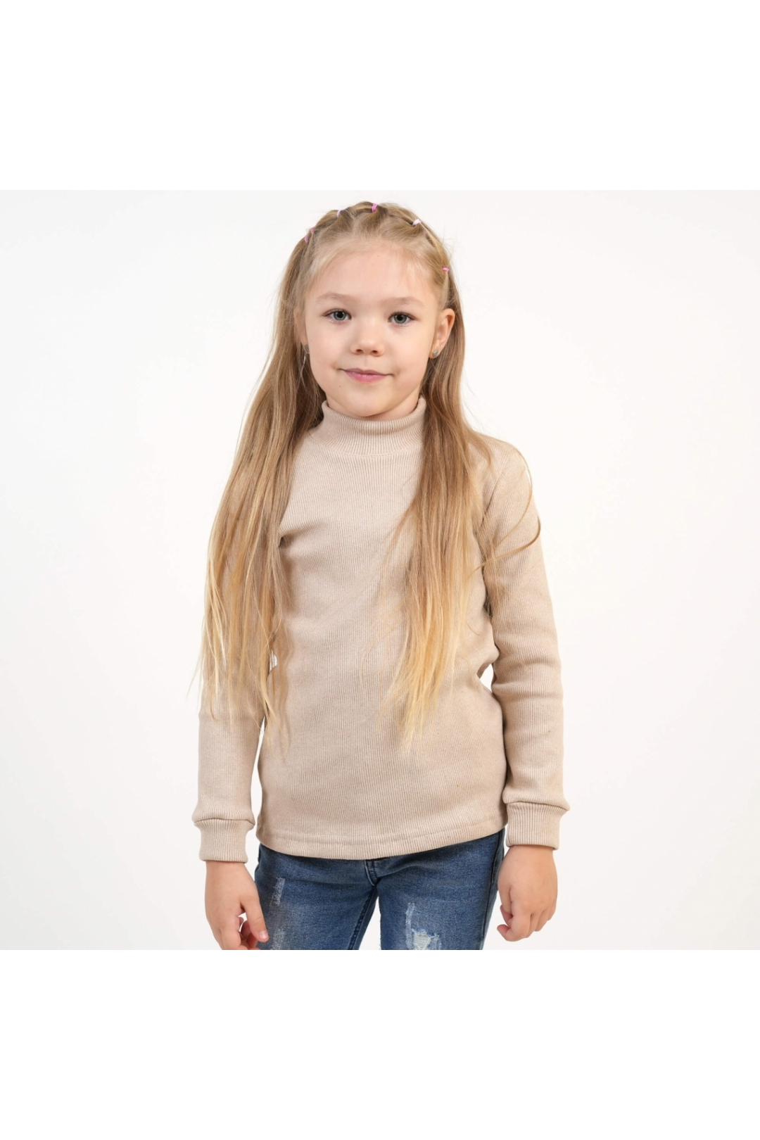 Гольф дитячий бежевий рубчик з начісом