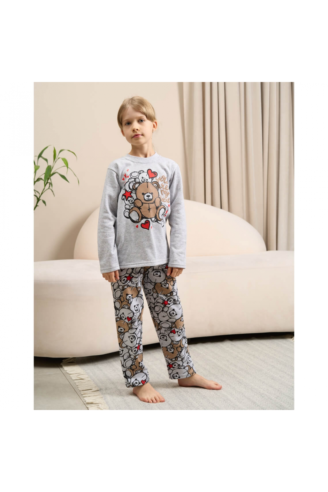 Піжама дитяча Ведмедик сірий начіс