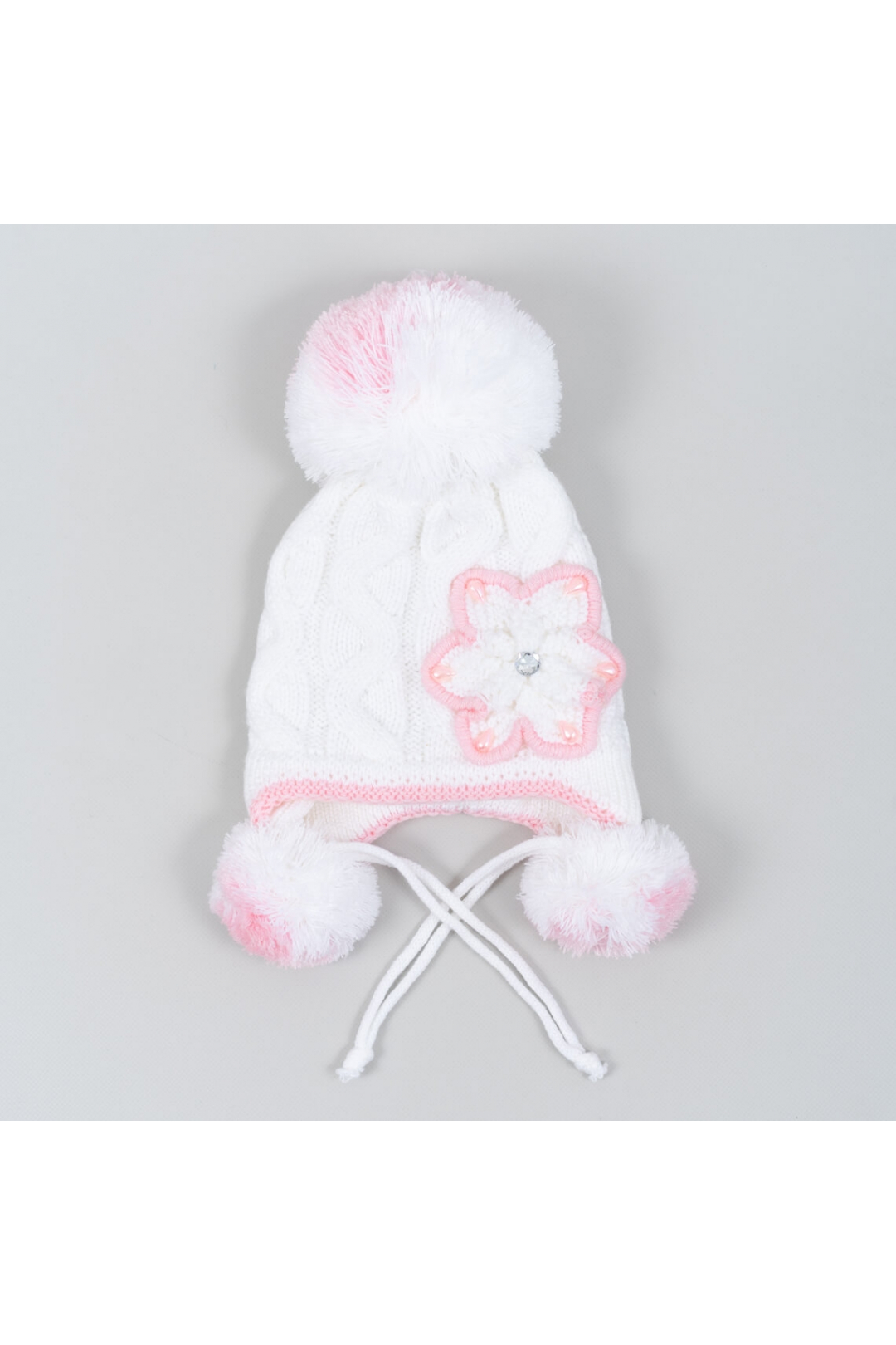 Шапка для дівчинки білий в'язка