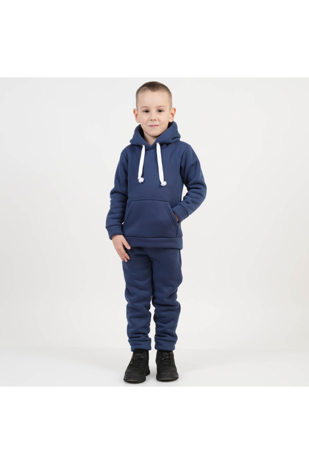 Костюм на хутрі для хлопчика індиго трикотаж на хутрі